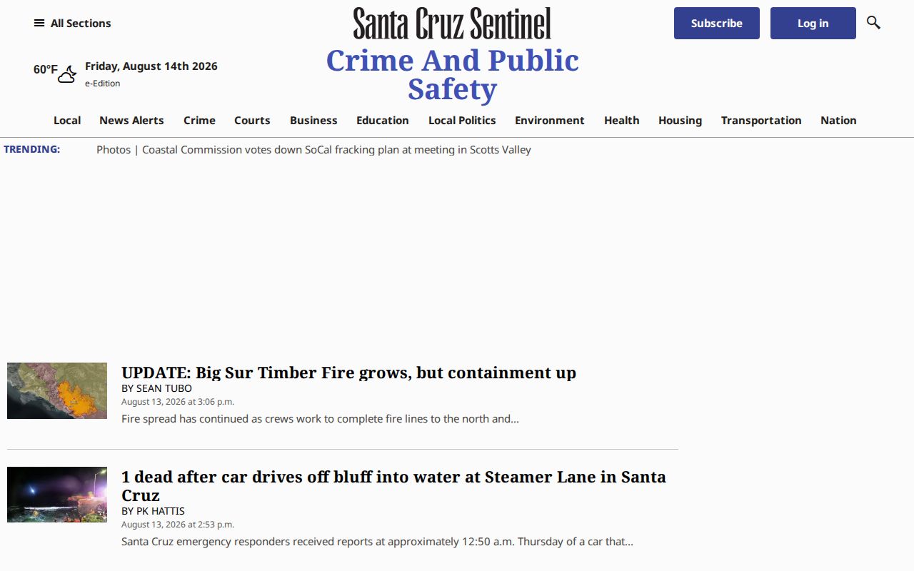 Santa Cruz County crime news and public safety records at the Santa Cruz Sentinel