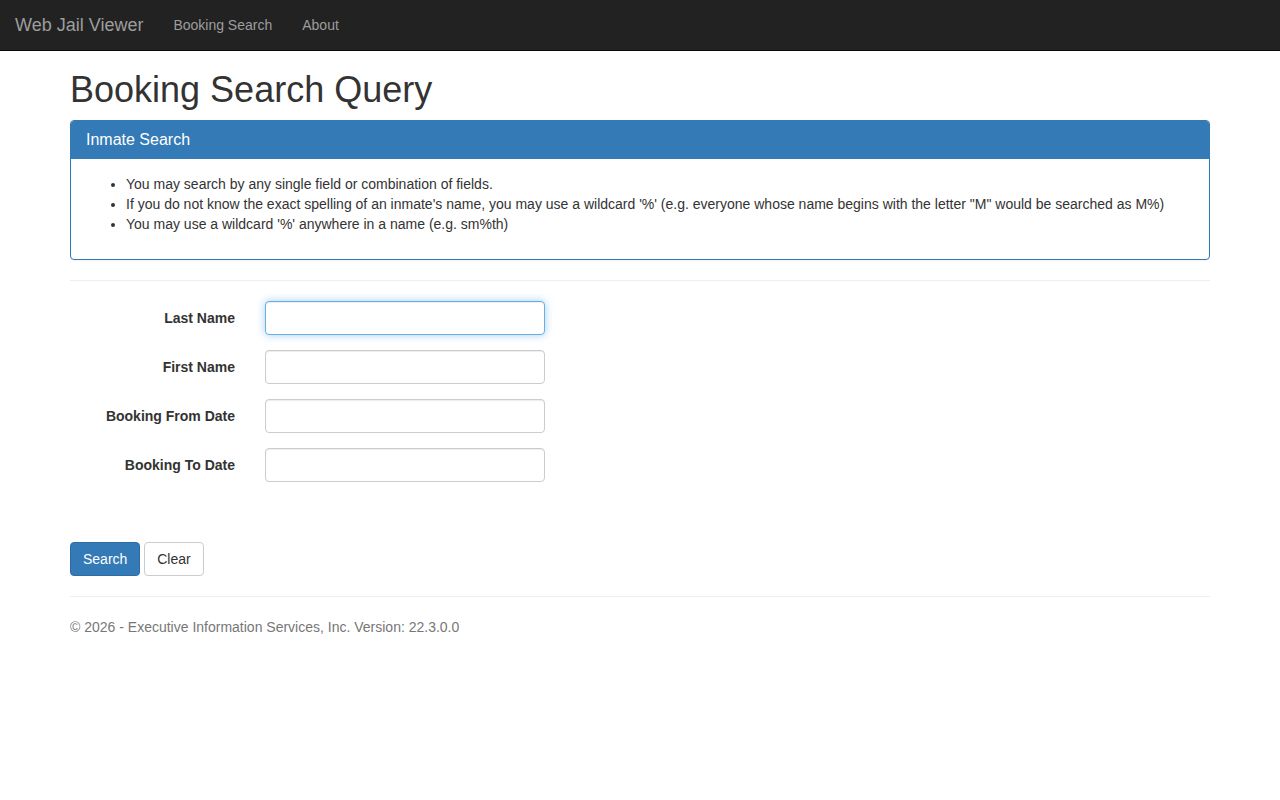 Santa Cruz County jail roster booking search fields
